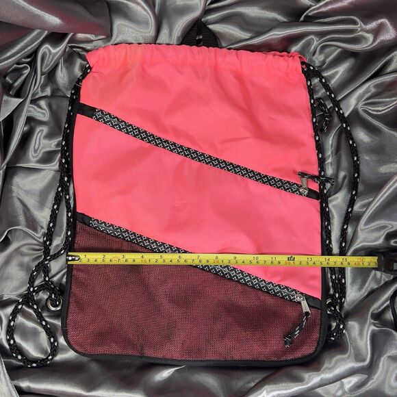 Eastport Sling Drawstring‎ Bag Expandable Parallel Zip Mesh Pink Activewear Yoga - Picture 14 of 16